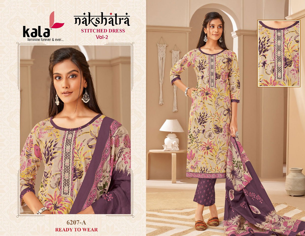 Nakshatra Vol 2 By Kala Printed Cotton Kurti With Bottom Dupatta Wholesalers In Delhi
